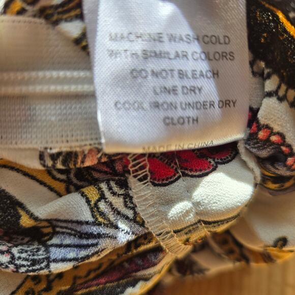 Franco Womens Paisley Floral Hippie Boho Belted Peplum Bell Sleeve Blouse Size M - Picture 10 of 12